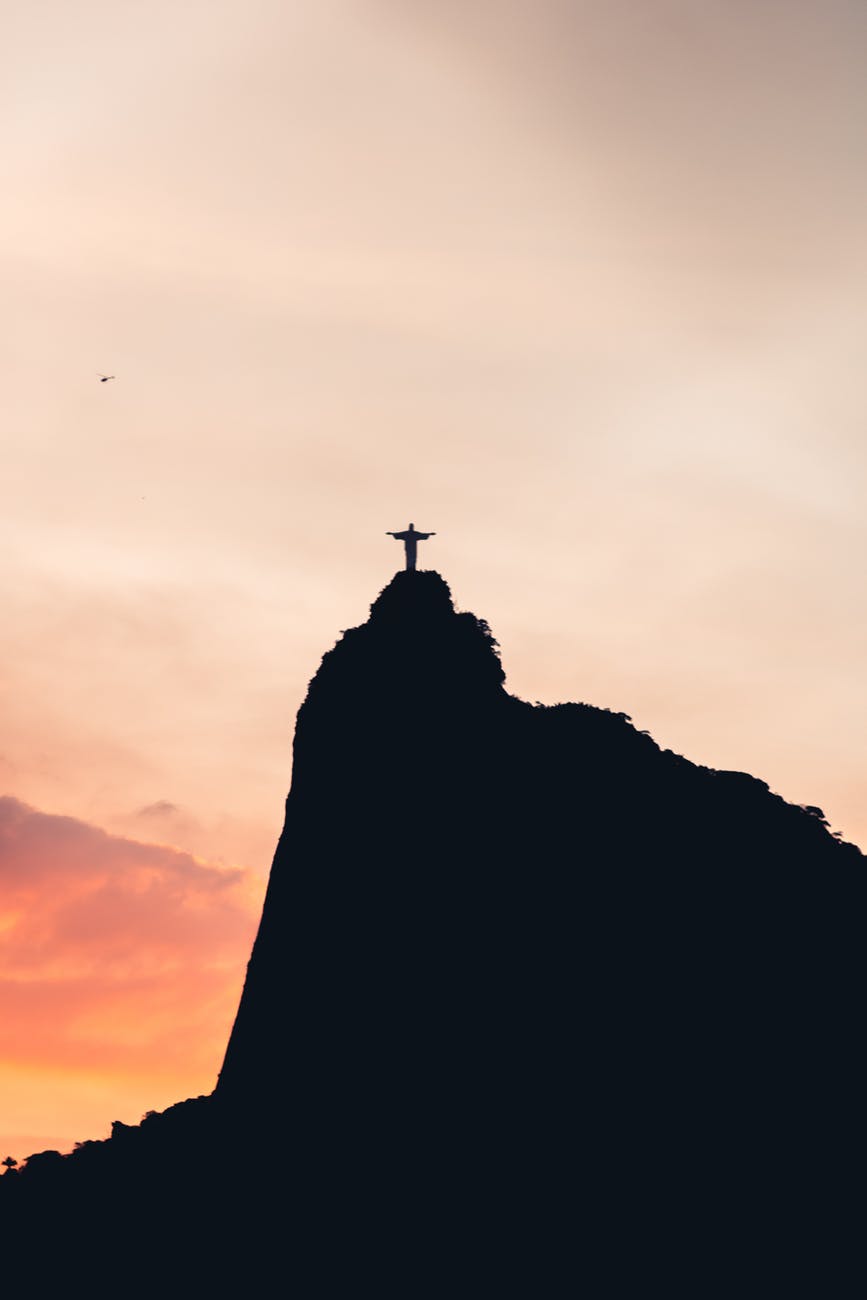 black and white silhouette of christ the redeemer